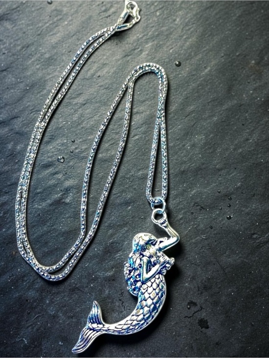 Alaska wild Rose designs Jewelry - Sterling Silver-Tone Mermaid Pendant Necklace - Silver. Handmade
